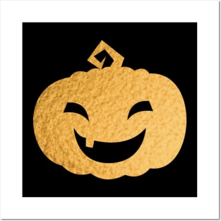 Happy Halloween! Creepy Golden Pumpkin Posters and Art